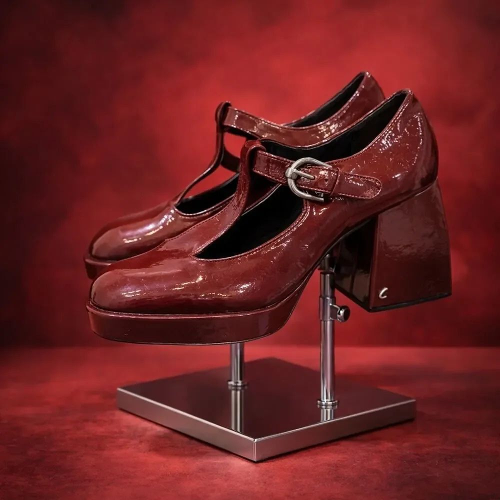Circus NY Sam Edelman Kay Burgundy Patent Mary Jane Platform Pumps Shoes 11